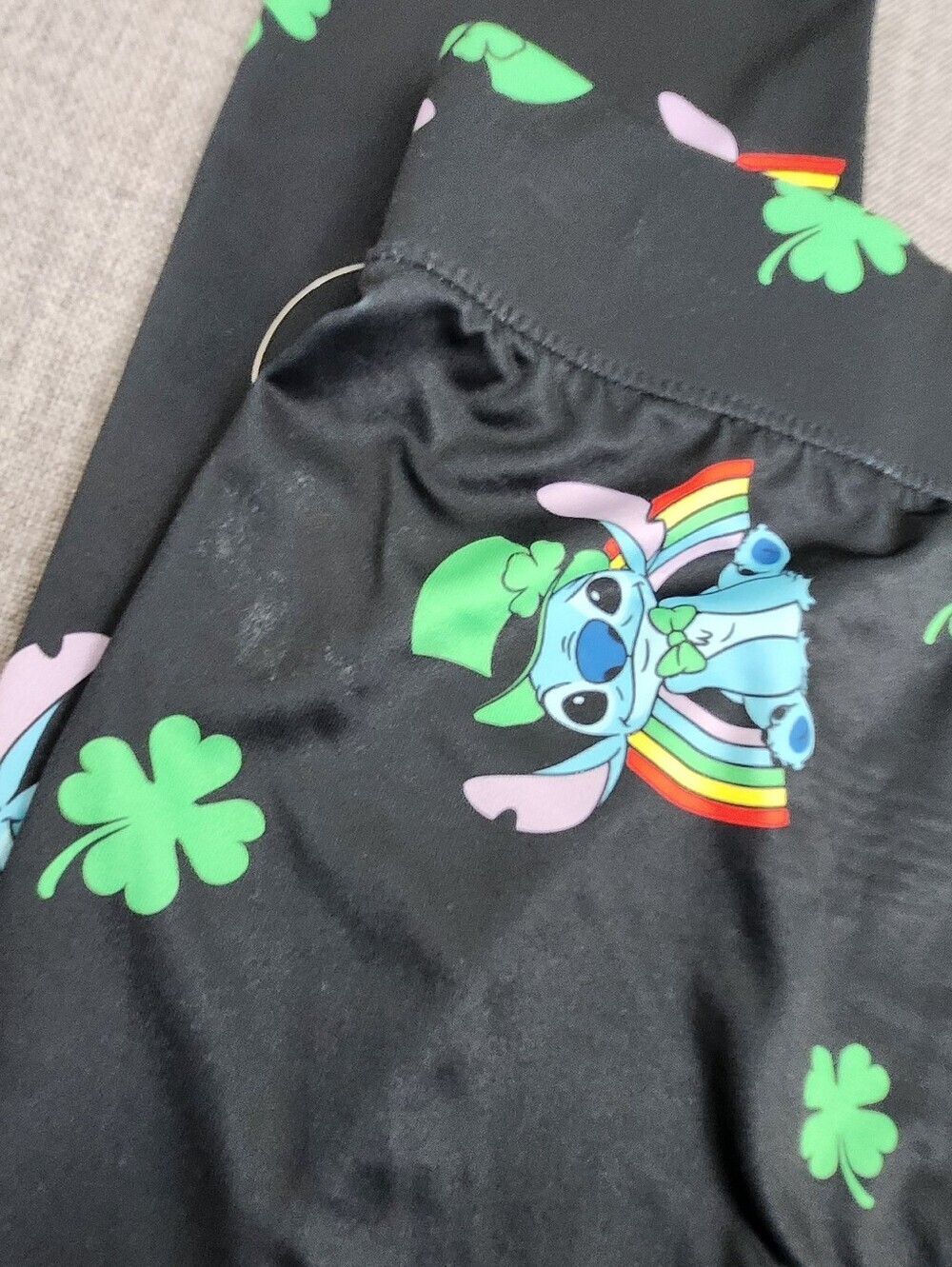 Disney Stitch St. Patrick Day Clover Stretch Leggings. Junior Small - Picture 11 of 11